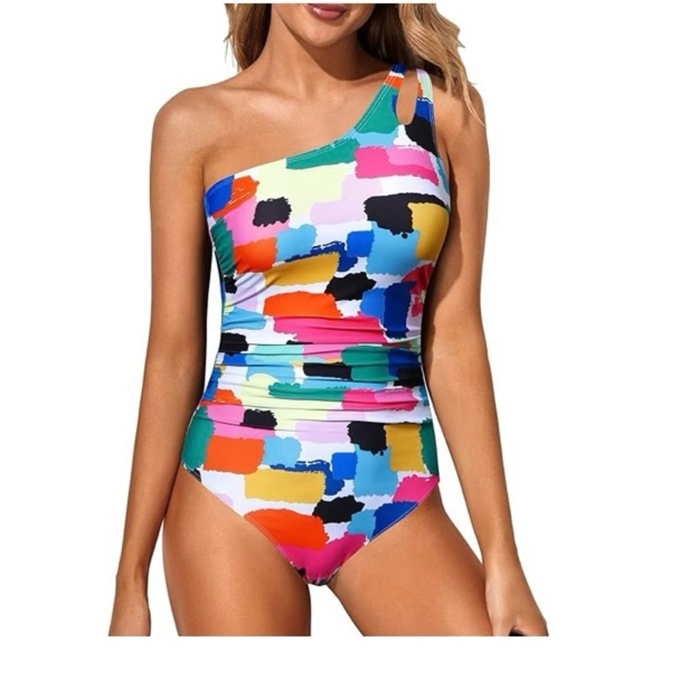 Colorful One-Shoulder Women's Swimsuit